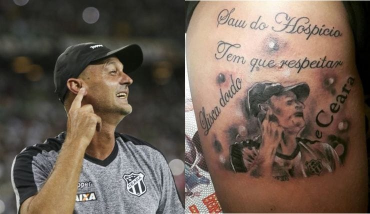 Torcedor do Ceará tatua imagem do técnico Lisca no braço como homenagem
