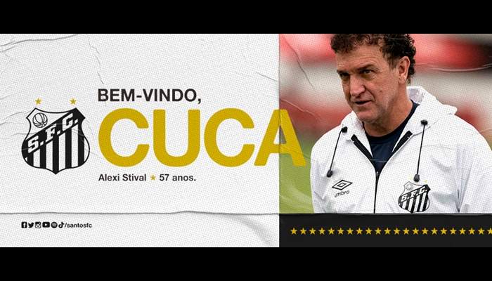 Cuca assume o comando técnico do Santos pela 3ª vez