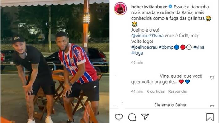 Hebert Conceição e Vina fazem dança em provocação ao Vitória
