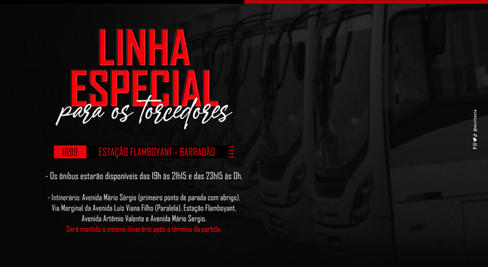 Vitória terá linha especial de transporte para o jogo contra o Glória