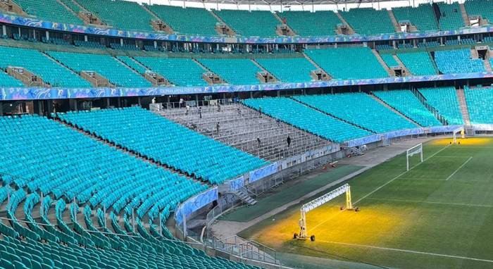 Arena Fonte Nova retira parte das cadeiras do setor Norte inferior
