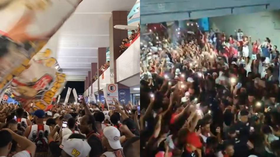Torcida do Vitória lota aeroporto de madrugada para receber elenco