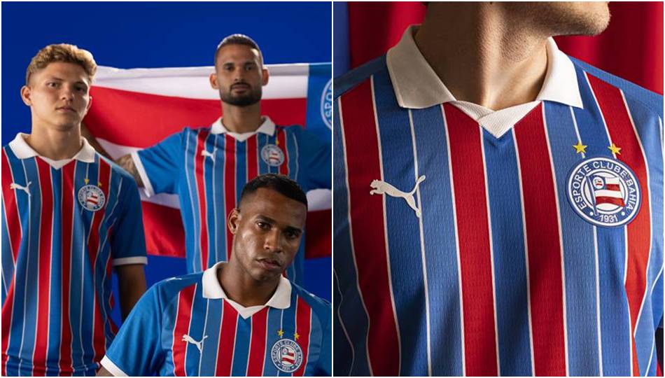 Bahia apresenta sua nova camisa tricolor para a temporada 2026
