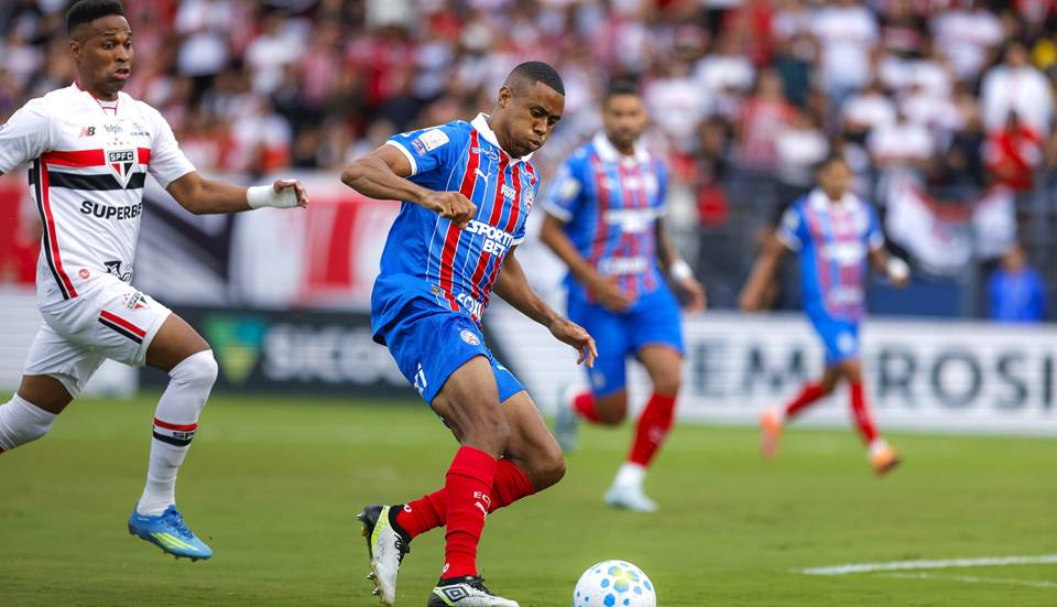 Com gol de Erick, Bahia arranca empate com o São Paulo no apagar das luzes